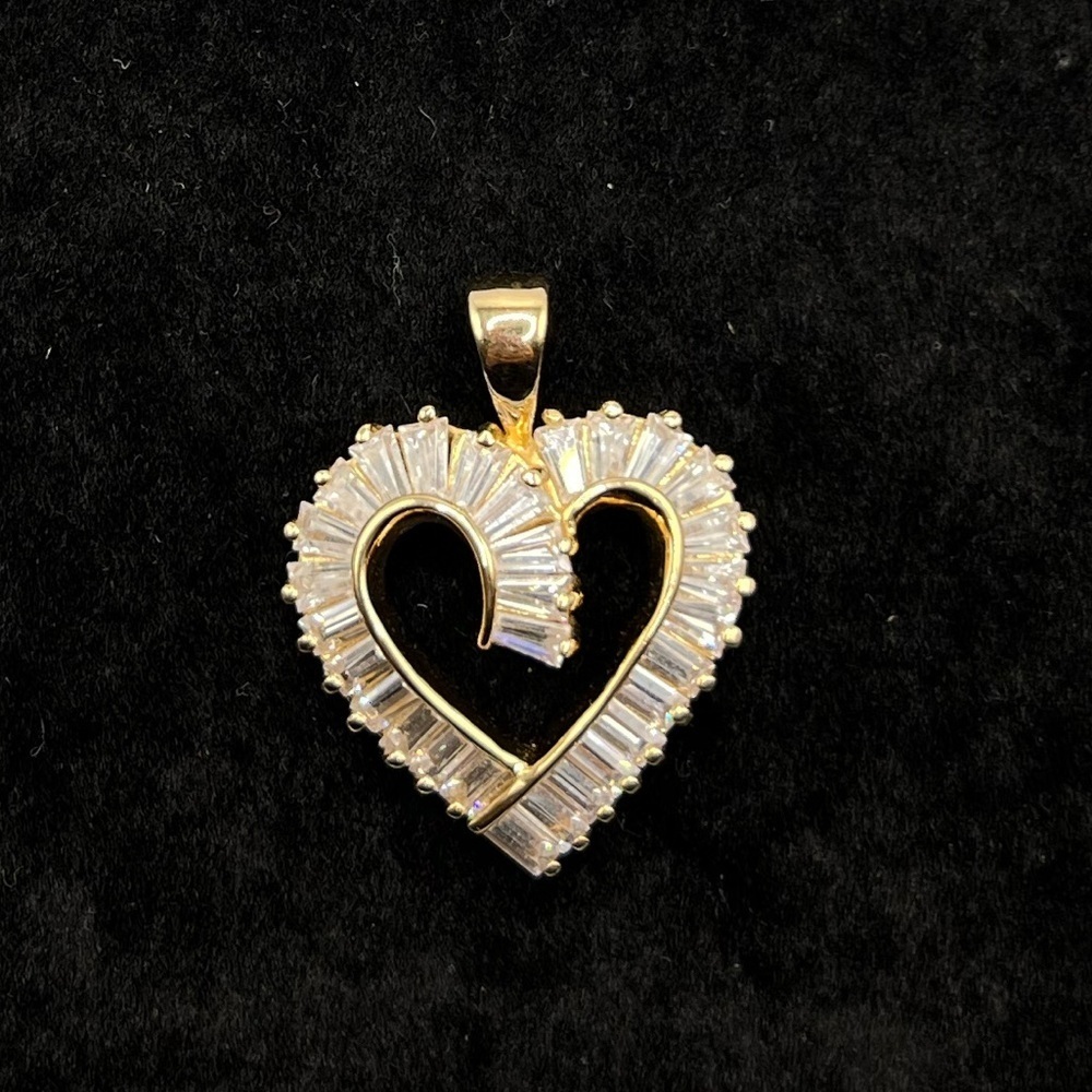 ROSS SIMONS 925 Sterling Silver CZ Open Heart Pendant